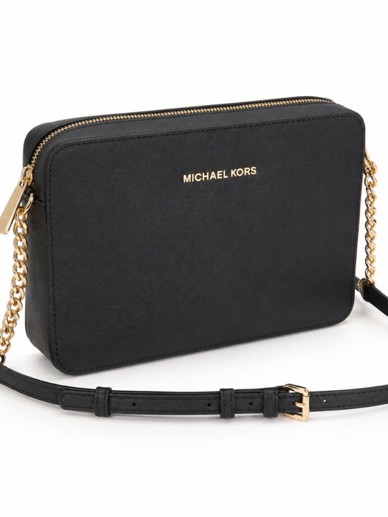 Michael Kors Handbags - Michael Kors Black Saffiano Crossbody Gold Chain Bag